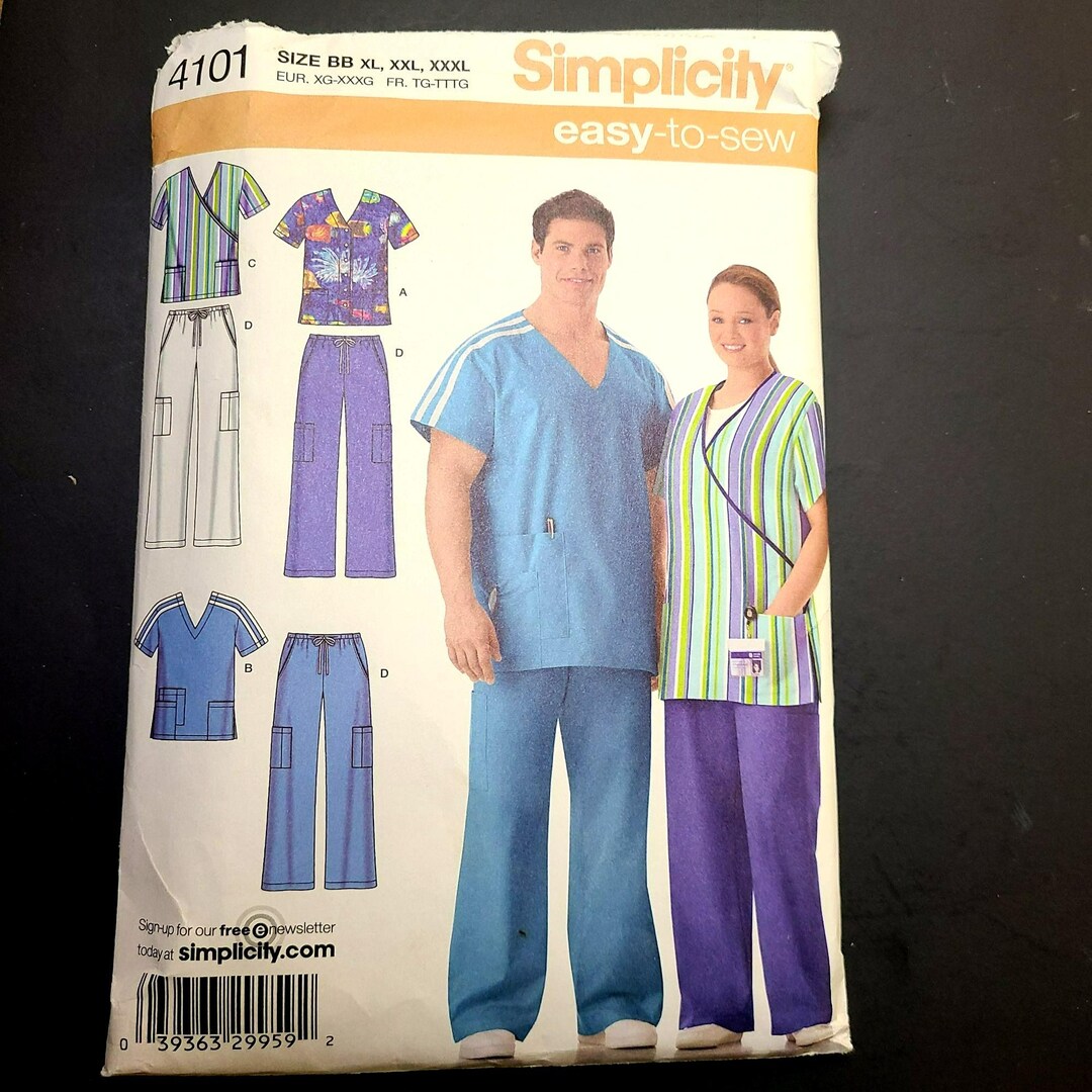 Simplicity 4101 Easy to Sew Men and Women Scrub Sewing