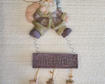 Pastel Santa Hanging Mobile Ornament Christmas Tree Mitten Star Winter Greetings