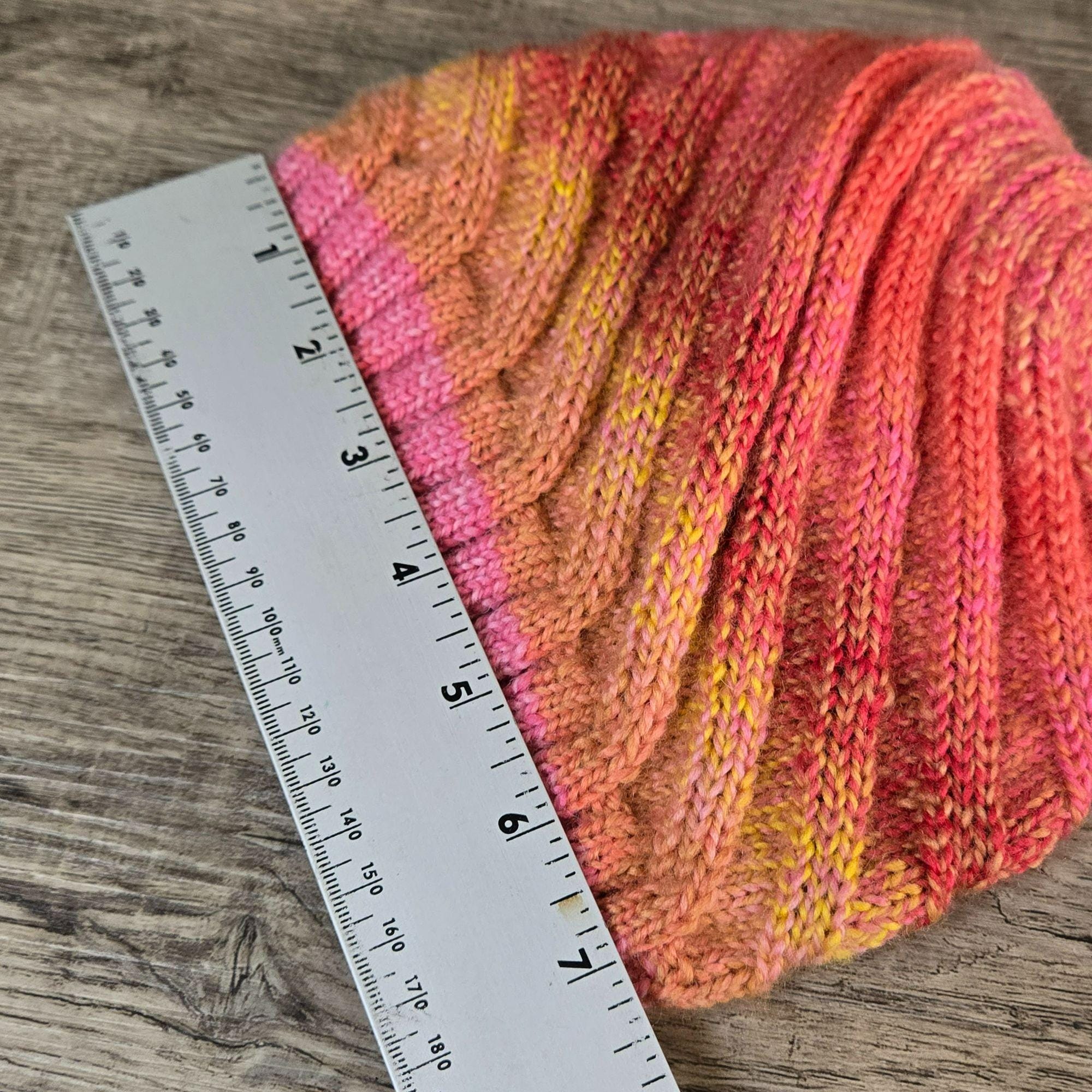 Handmade Knit Hat Pink & Orange Sunset Swirl Design Warm  display picture 2