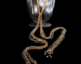 Multi Strand 60" Seed Bead Beaded Open Ended Necklace Tassel Scarf Wrap Jewelry