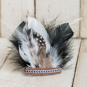 White, Black and BrownFeather Headband, Feather Crown
