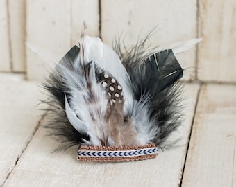 Zara  Feather ?Headband Headpiece Size Small- NWT Zara Feather Crown - Tribal Crown, Black and White Feather  main image 4