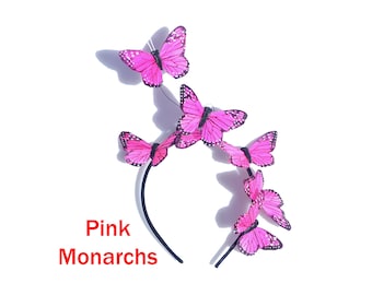 Fuschia Pink or Pale Pink Glitter Butterfly Headband Fascinator -Easter, Church, Weddings, Parties, Derby, Ascot