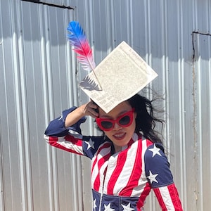 Declaration of Independence Fascinator Hat – 4th of July Headband, Patriotic Costume, Political Event, Handmade USA Headpiece - Custom Text