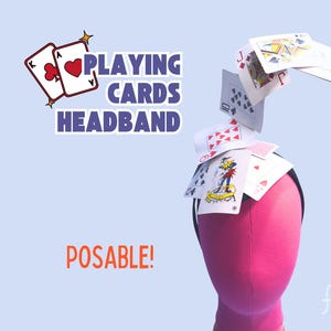Chapéu Fascinador de Carta de Baralho Levitando – Acessório de Mágica para Las Vegas, Alice no País das Maravilhas, Fantasia, Chá da Tarde, Momento Congelado, Drag