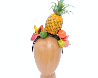 Carmen Miranda Ananas Mixed Fruit Stirnband Fascinator Tropical Jimmy Buffet Island Chiquita Rockabilly Pinup Burlesque Watermelon Banana