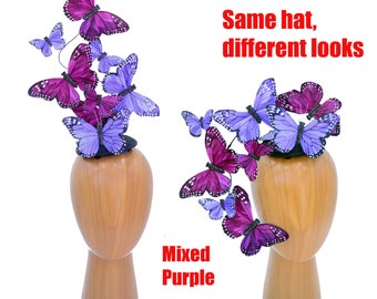 Monarch Butterfly Steampunk Woman Percher Whimsy Hat Wheat  display picture 2