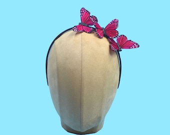Feather Butterfly Headband Trio • Custom Colors • Festival, Derby, Garden Party, Toddler to Adult •  Flower Girl or Bridal Fairycore BOHO