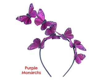 Purple Feather Butterfly Butterfly Headband Fascinator - Different Colors in Listing - Easter, Church, Weddings, Parties, Derby, Ascot