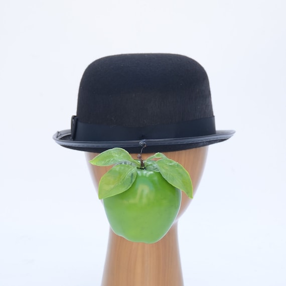 Magritte Green Apple Black Bowler Hat Floating Apple or Dove