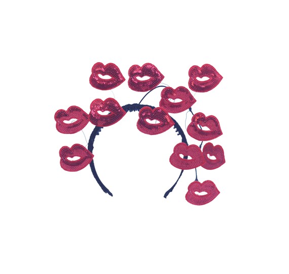Art Deco kiss Lips fascinator Floating Kisses Red Lips Fascinator Headband – Surrealist  main image 2