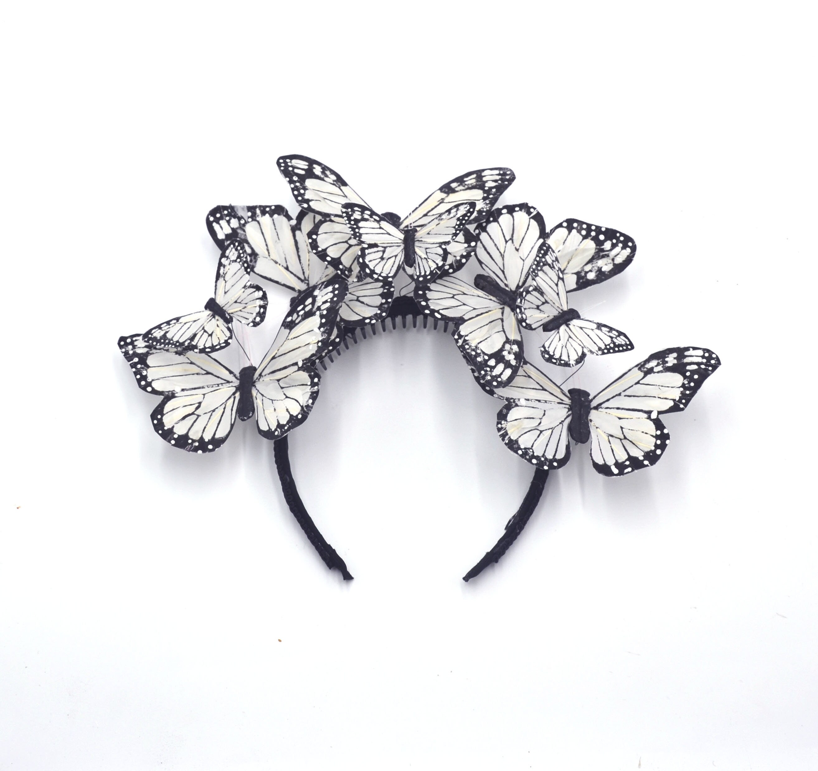 White Bridal Wedding Butterfly Fascinator Feather Hat Headband Formal Headwear White Butterfly Fascinator Headband Bridal Headpiece  main image 4