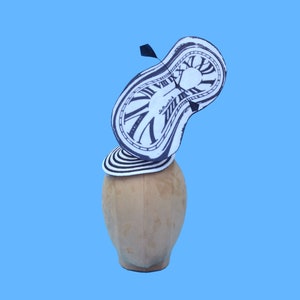 Surrealist Black and White Salvador Dali Softwatch Soft Watch Melting Clock Headpiece Fascinator HatBall, Derby, Ascot, Art, Costume