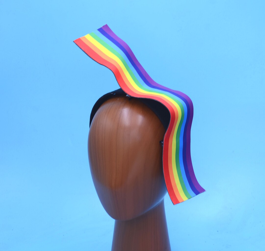 8243 Pride Accessoriess Set Rainbow Sunglasses And Feather Fascinator Rainbow Ribbon Headband Fascinator: LGBT Gay Pride Hair  main image 3