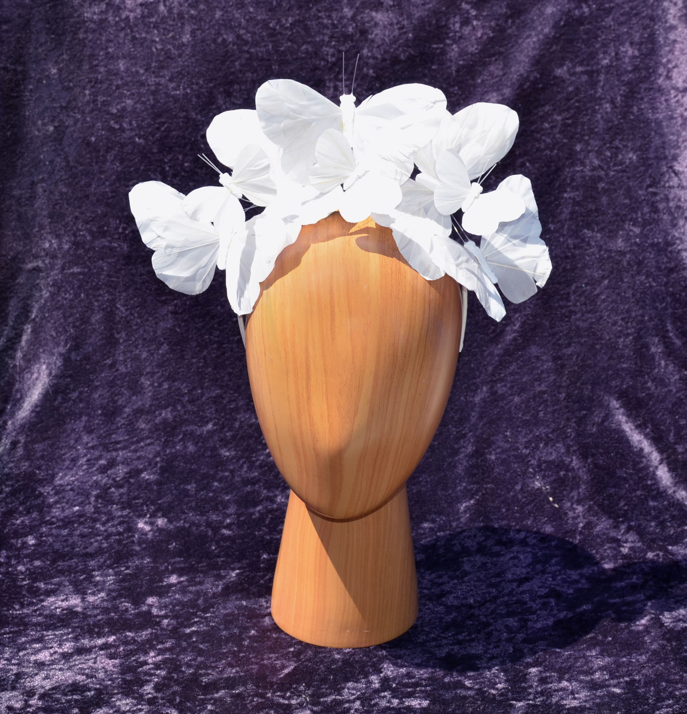 White Bridal Wedding Butterfly Fascinator Feather Hat Headband Formal Headwear White Butterfly Fascinator Headband Bridal Headpiece  main image 2