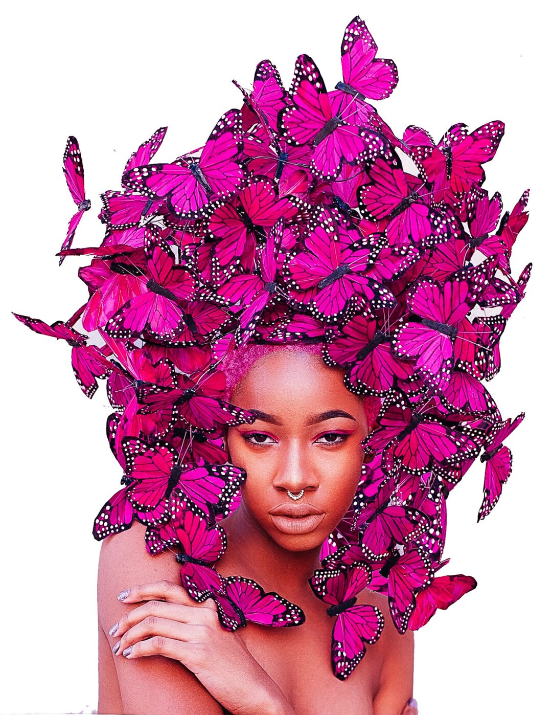 LARGE Custom Red Feather Butterfly Headdress Any Color Couture, Runway Inspired Fascinator Hat