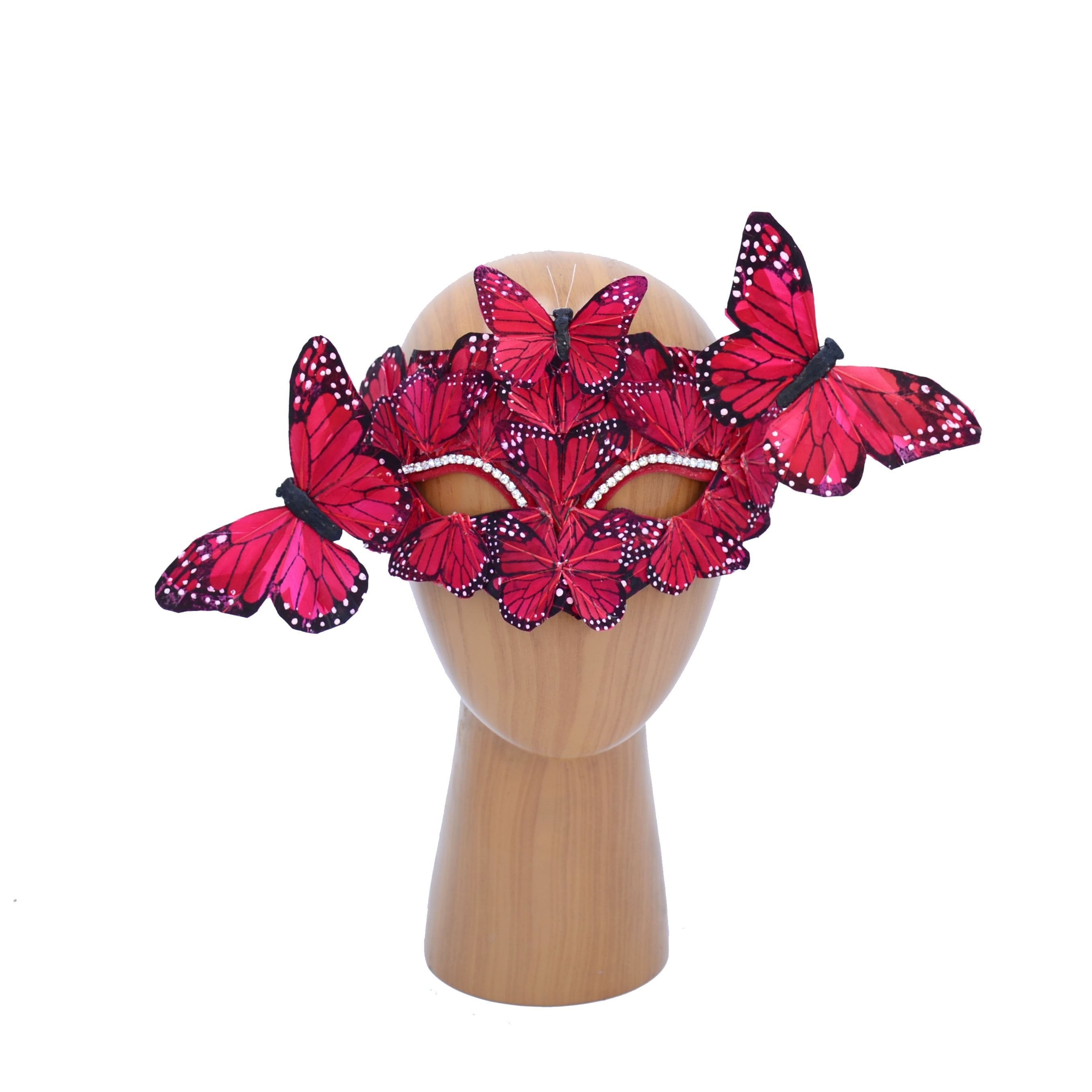 Custom Butterfly Venetian Masquerade Mask, Feathers & Rhinestone Filigree  Mask