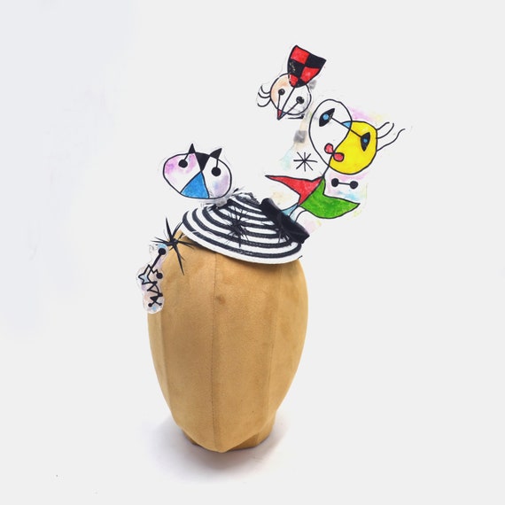 Surrealist Miró Inspired Fascinator Hat: Avant Garde Headpiece