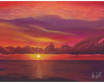 Hawaii sunset print, hawaii beach print, hawaiian sunset print, hawaiian gifts, hawaiian art, nature print, sunset print, sunset art