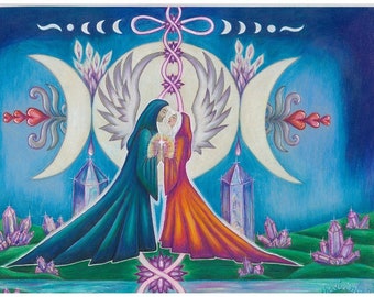 Twin Flame print, soulmate art, Ascension art,  Lemuria, Crystals