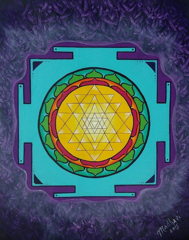 Sri Yantra Print, Sacred Geometry Print, Sacred Geometry Painting, Sri Yantra Art Print, Mandala ...