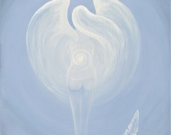 Impresión de ángel, arte de ángel, obra de arte de ángel, arte de pared religioso, regalos religiosos, alas de ángel, impresión de arte de plumas, sagrado, altar