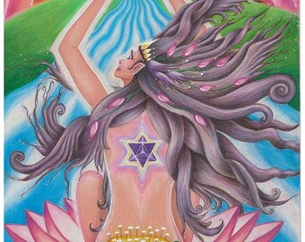 Visionary art print, Fantasy Art Print, Fantasy Wall Art, Spiritual art print, Spiritual gifts, Lotus art print, Lotus print, Sacred art