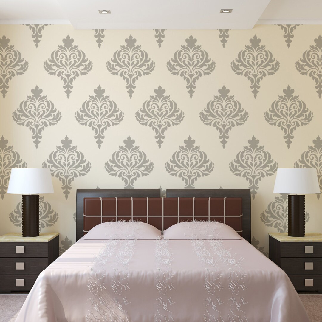 Wall Damask Stencil Balifico for DIY Wall Decor and Wallpaper Look - Etsy