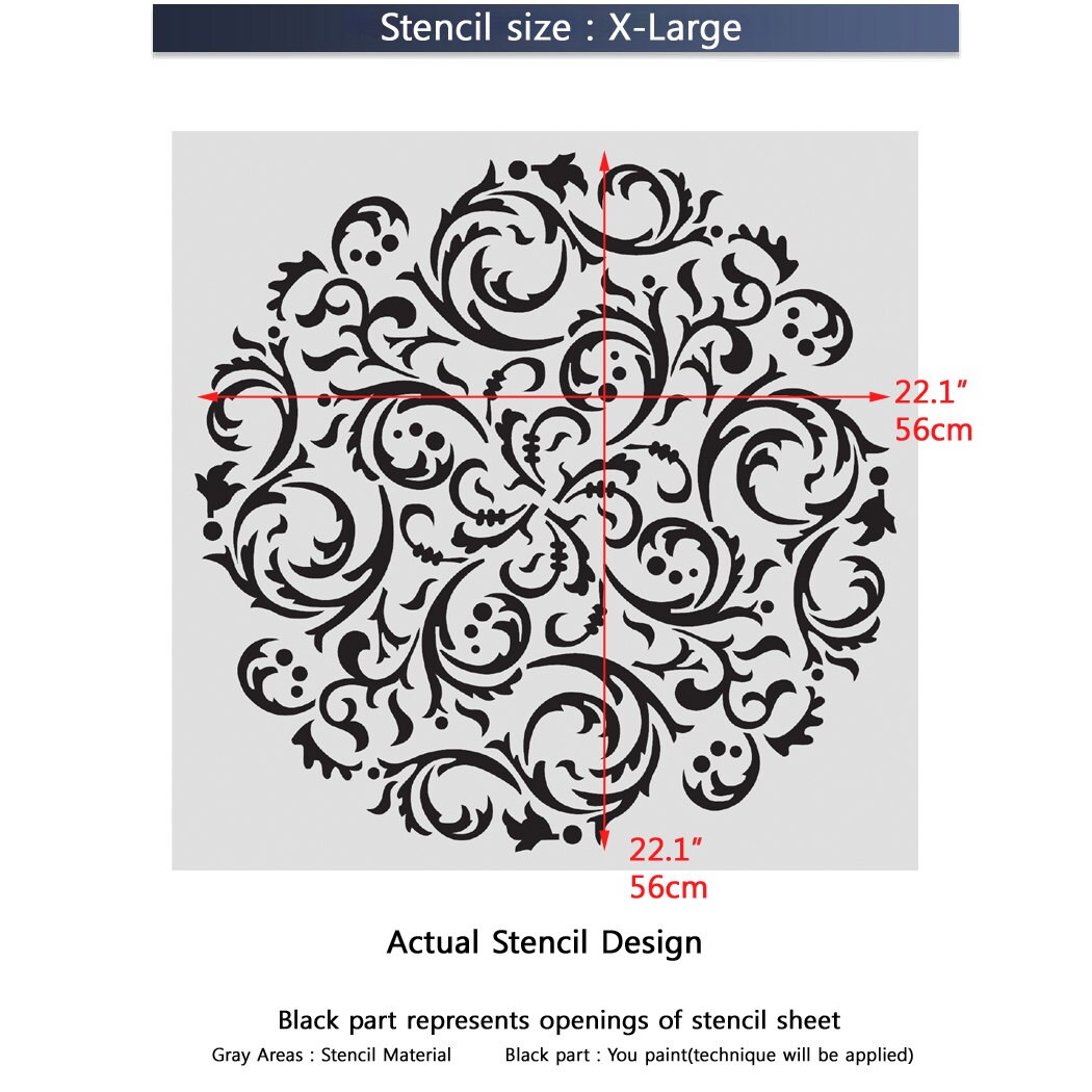 Large Wall Stencils Damask Stencil DIY Reusable Pattern Decor Faux ...