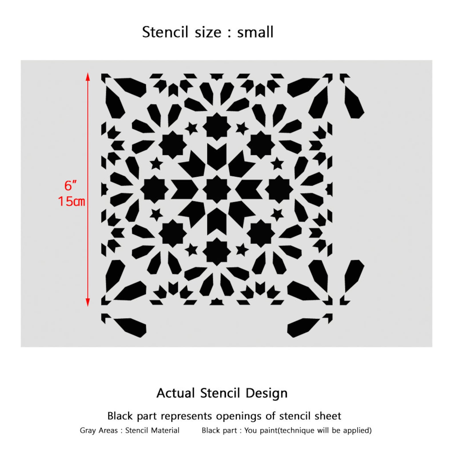Wall Moroccan Tile Stencil T0058 for DIY Wall Decor Furniture Floor ...