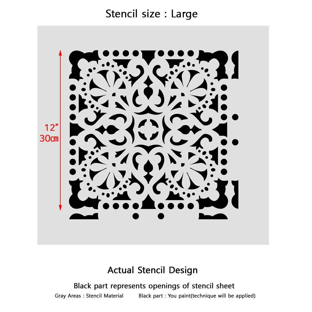 Wall Stencils Damask Tile Stencil for DIY Decor Faux Reusable Template ...