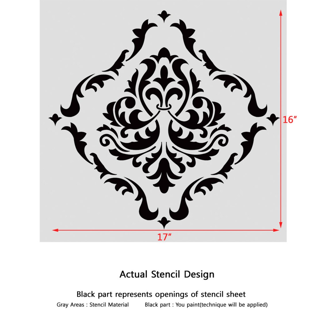 Damask Wall Stencil Belita, Allover Reusable Pattern for DIY Decor - Etsy