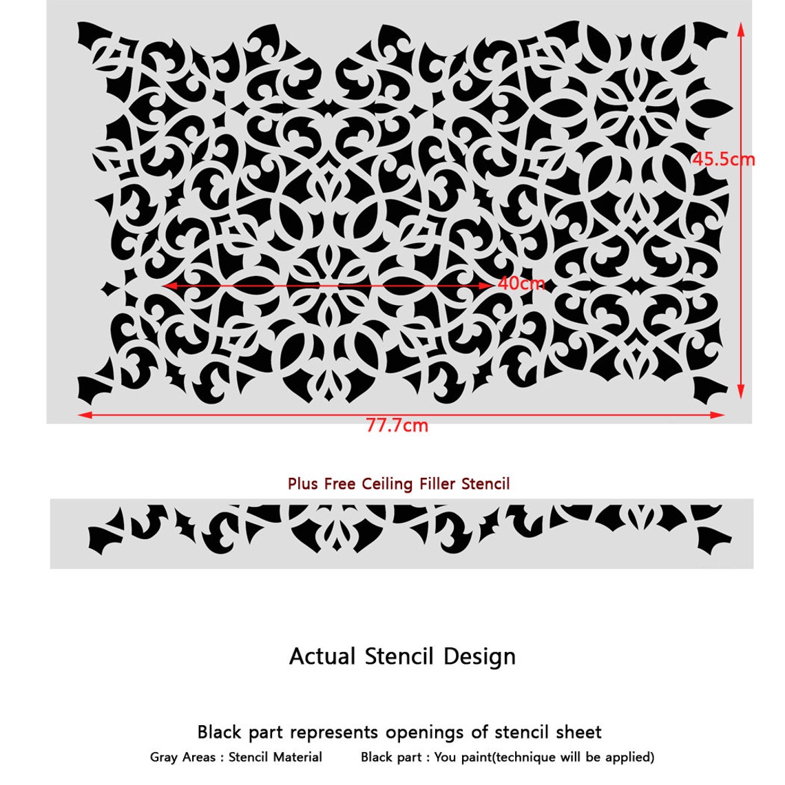 Wall Stencil Moroccan Allover Pattern Ceuta for Accent Wall Room DIY ...
