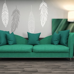 Decorative Feathers Large Stencil Chahta, Reusable ethnic stencils for home DIY