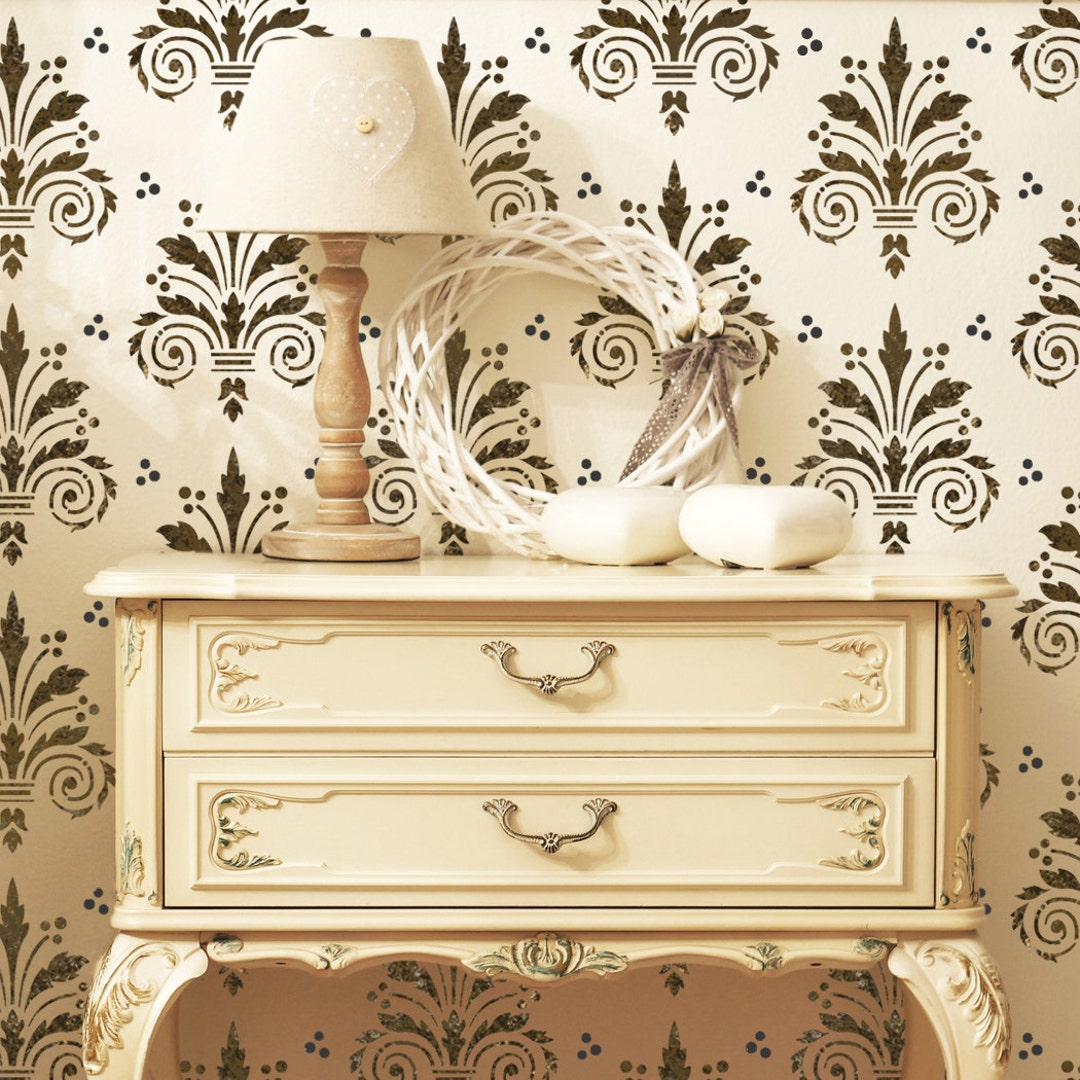 Wall Damask Allover Stencil Terri for Decorative DIY Wall Decor - Etsy