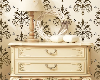 Wall Damask Allover Stencil Terri for Decorative DIY Wall Decor