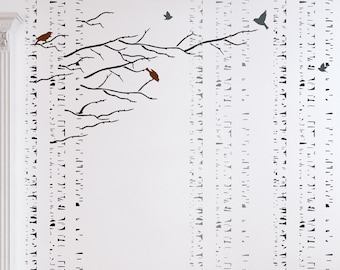 Birches Tree Stencil, Large Reusable Forest Stencils for Walls Home DIY deco