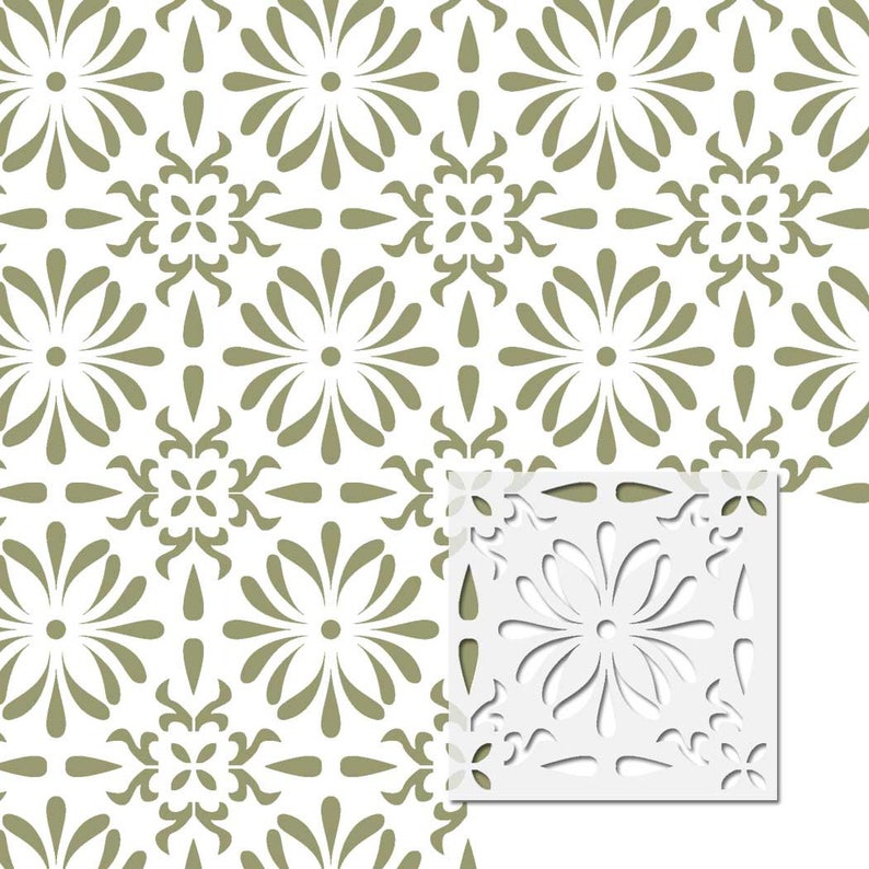 Wall Moroccan Reusable Tile Stencil T0062 for DIY Wall Decor Furniture ...