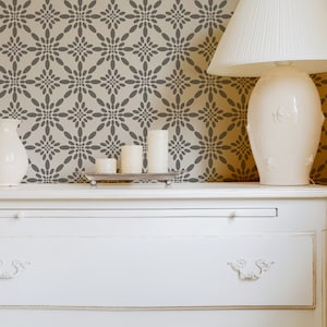 Allover Vintage Pattern Stencil Ouzoud - Plantilla reutilizable para paredes de decoración de bricolaje