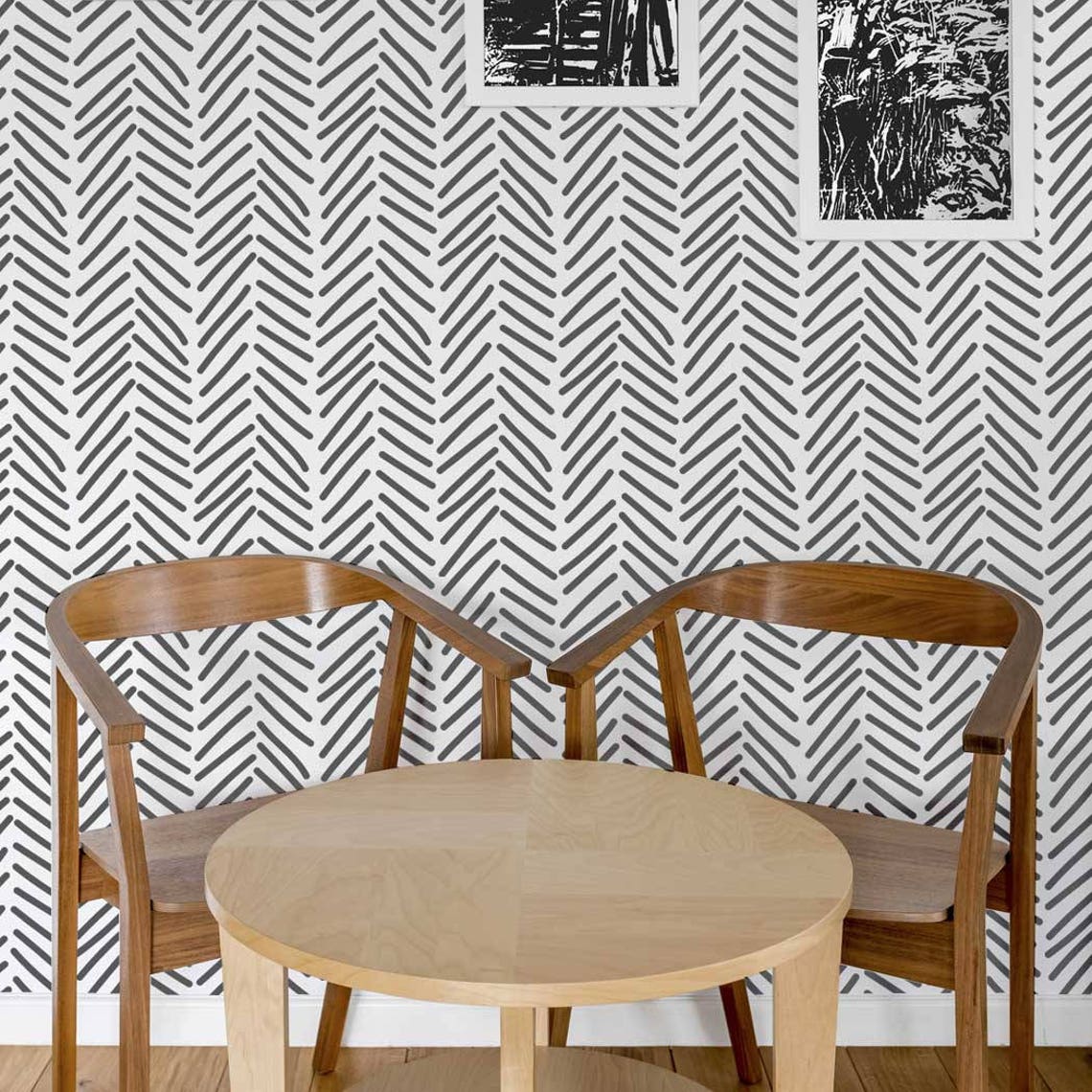 Herringbone Allover Stencil Dyllis Large Wall Stencil Etsy