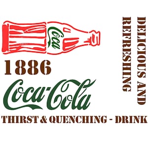 1886 CocaCola Stencils Template for Crafting Wall graffiti art DIY decor
