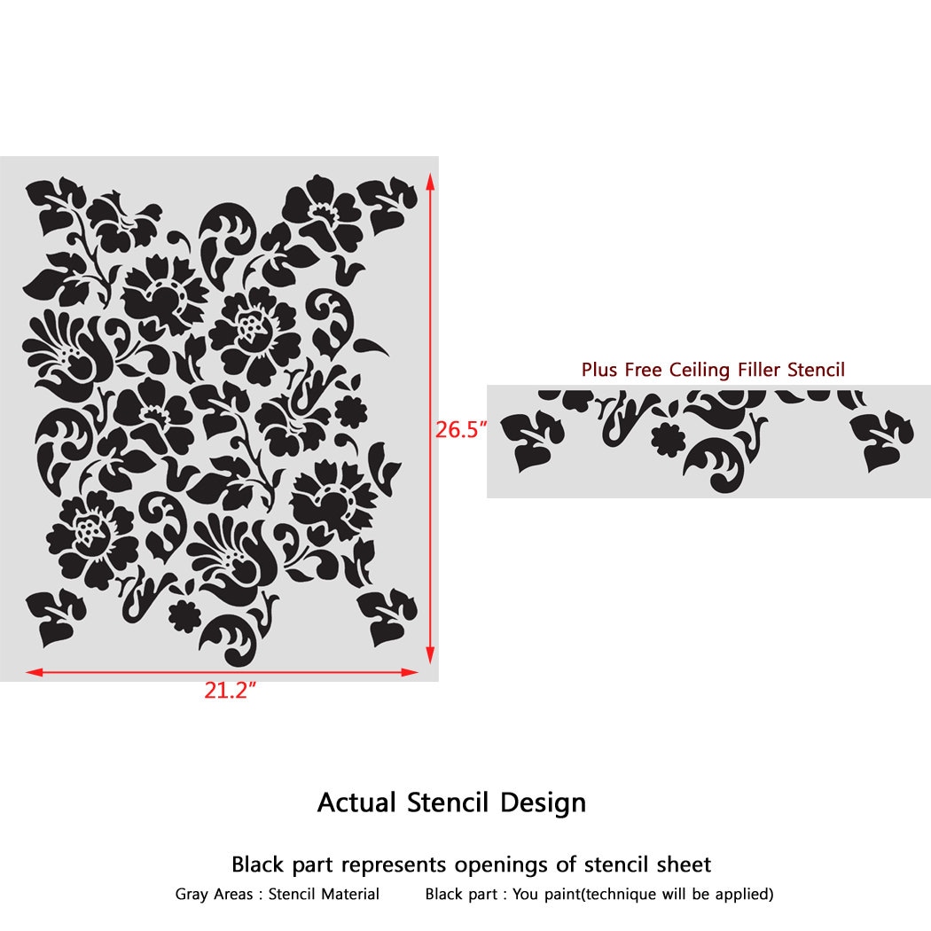 Floral Large Damask Allover Stencil Sheri for Wallpaper Look DIY Wall ...