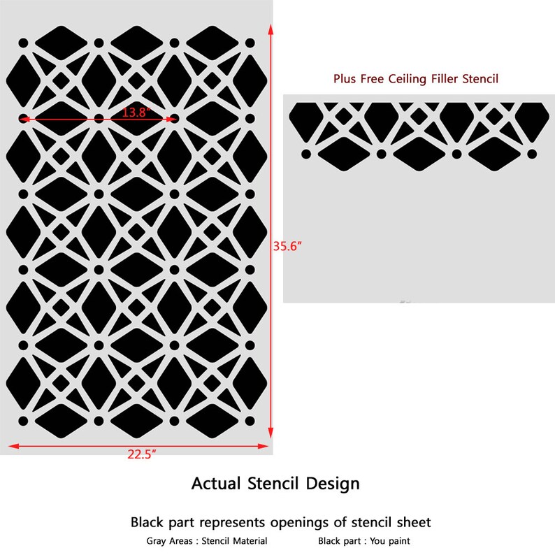 Large Moroccan Wall Stencil Geometric Lattice for Easy DIY Wall ...