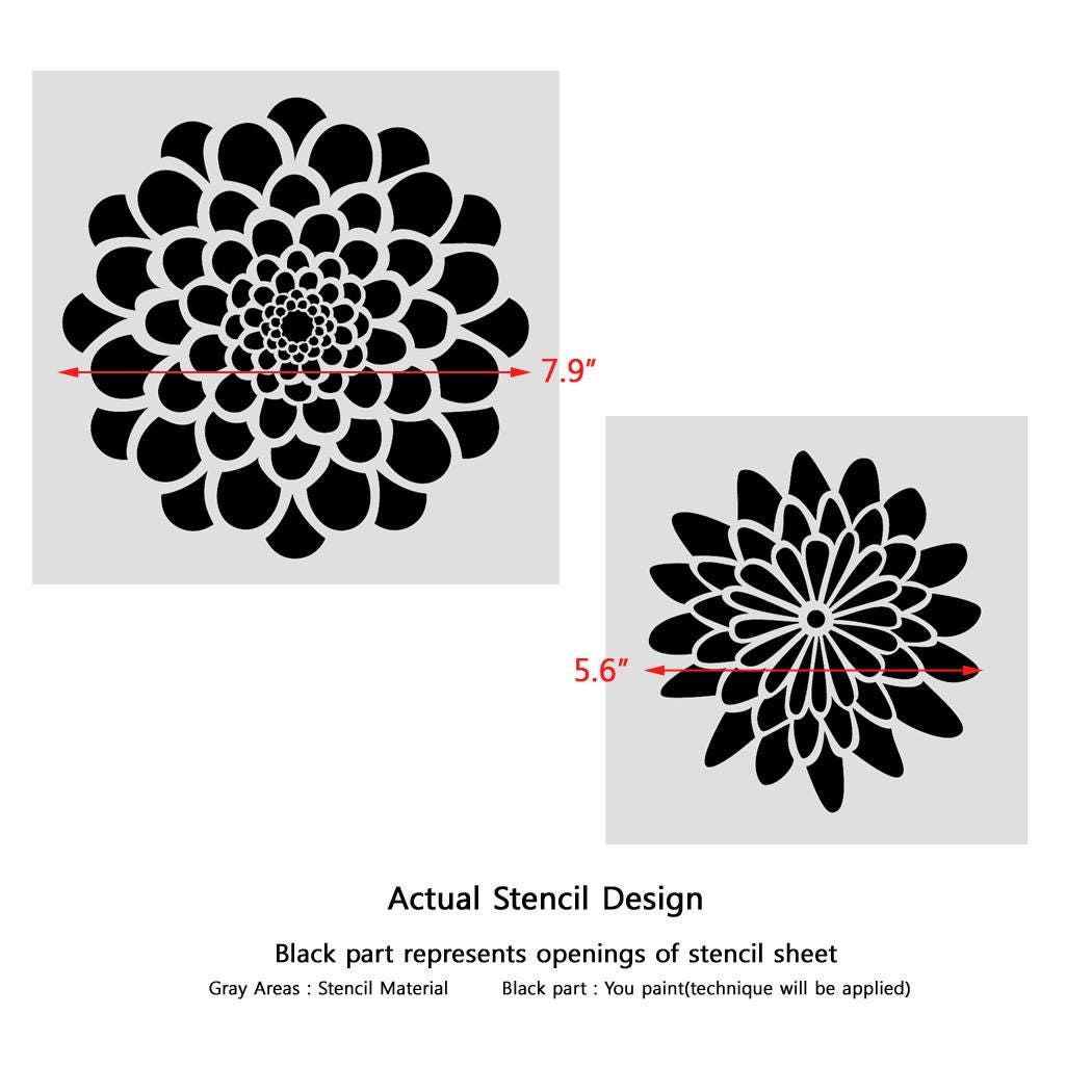 Zinnia Flower Small Stencils Set Pack of 2 Painting for Etsy