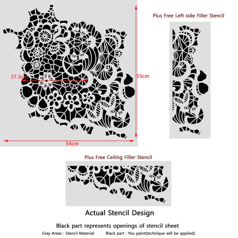 Lace With Blossom Wall Stencil Reusable Pattern for Wall DIY - Etsy