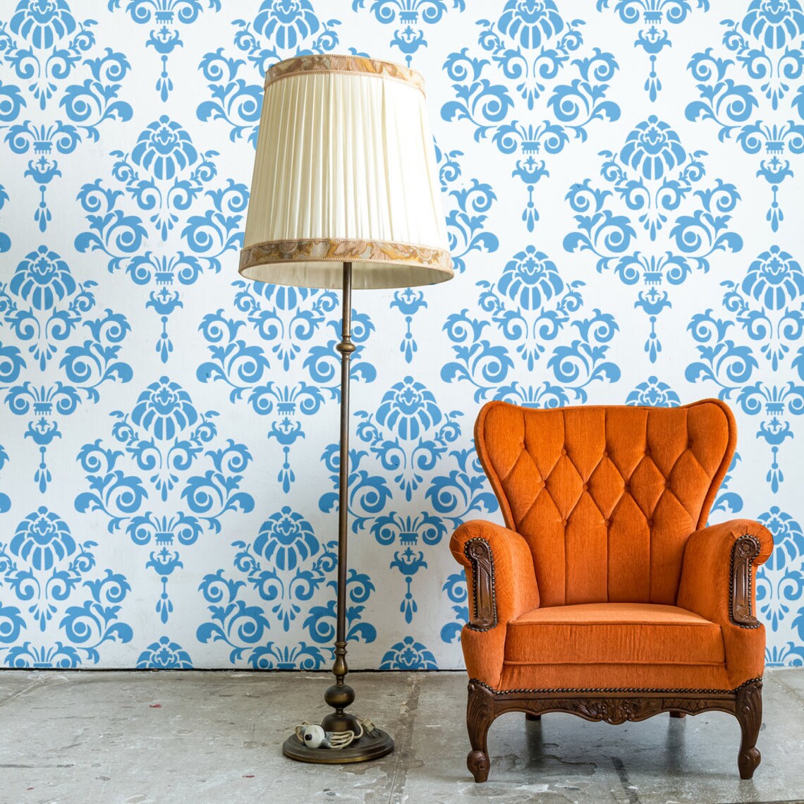 Damask Wall Stencils Duma for Wall Decor DIY Reusable Stencil - Etsy