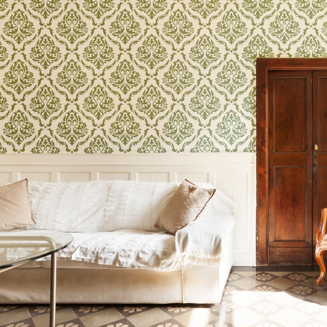 Damask Wall Stencil Belita, Allover Reusable Pattern for DIY Decor - Etsy