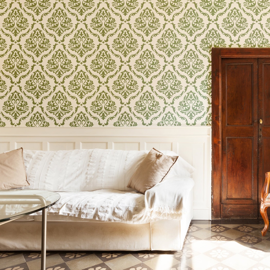 Damask Wall Stencil Belita, Allover Reusable Pattern for DIY Decor - Etsy