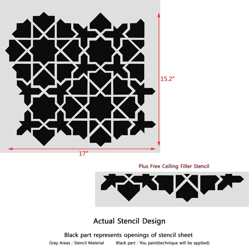 Moroccan Wall Stencil Esther for DIY Project Wallpaper Look and Easy Decor image 2