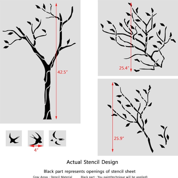 Large Fruit Tree Stencil Reusable Wall Stencils for DIY 